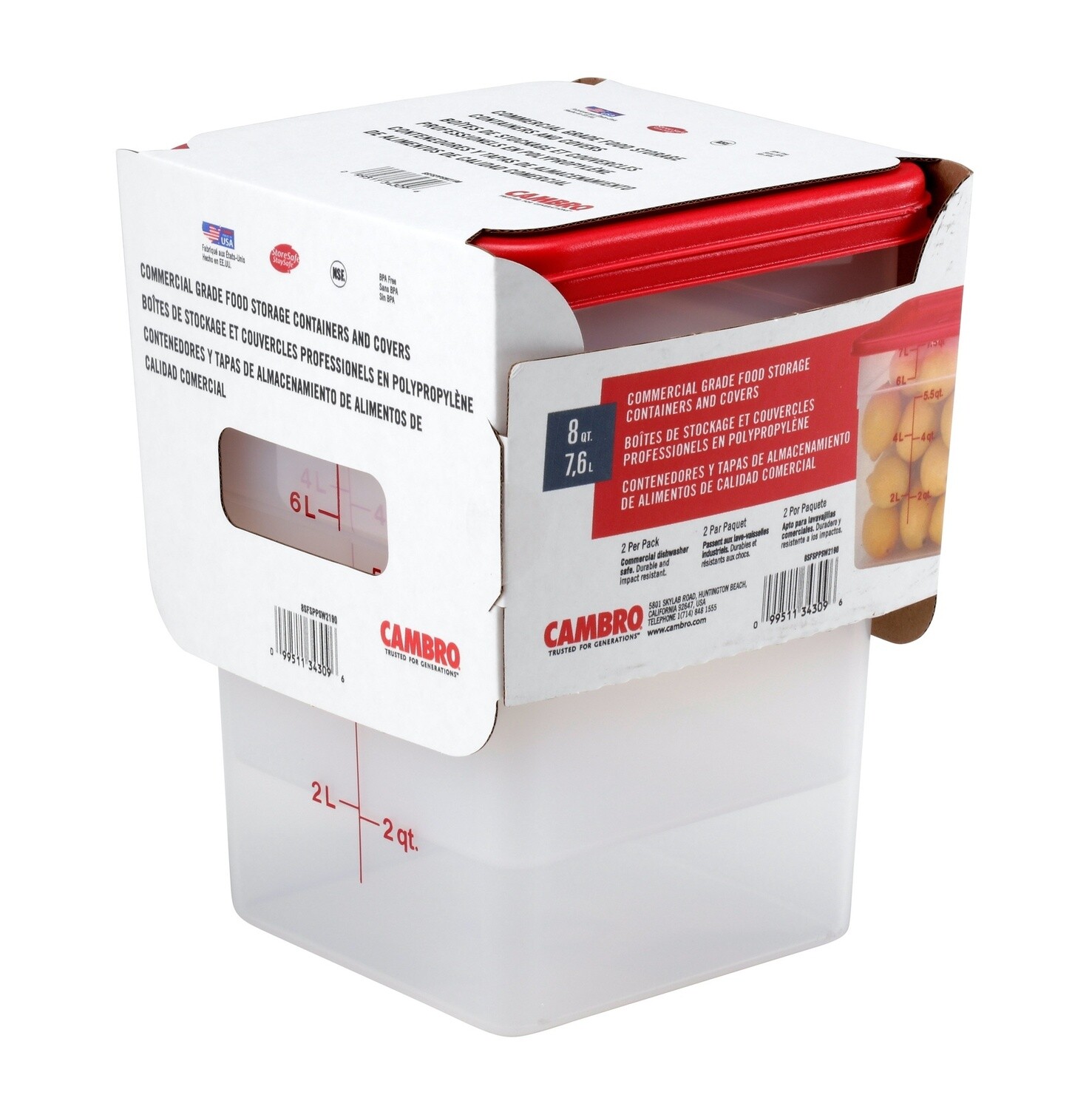 Cambro 8QT (7.6L) Square Containers 2pcs/pack