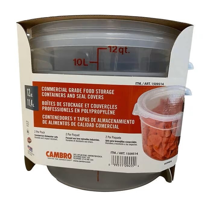 Cambro 12QT (11.4L) Round Containers 2pcs/pack