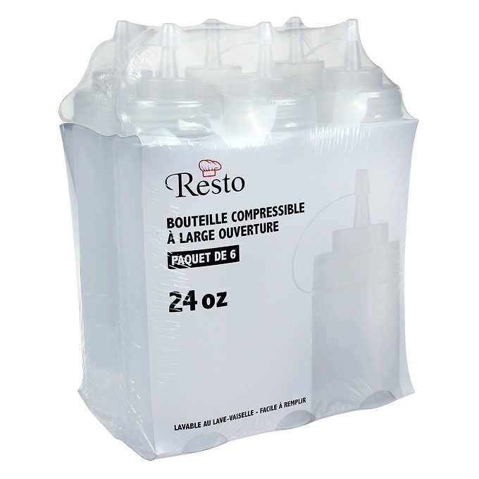 Resto 24oz Clear Squeeze Bottle Pack of 6