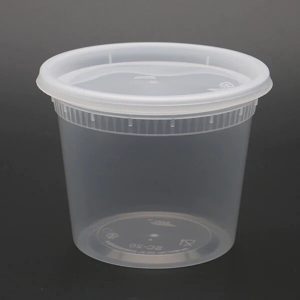 Translucent Round Deli Containers - Clear 20oz (250pcs Combo Set)
