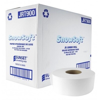 Snow Soft Jumbo Roll Tissue 900ft/roll, 8 Rolls, 2 ply (per case)