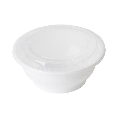 LR NB-48 Microwavable Plastic Bowl 48oz 150pcs (White w/ Clear Lids)