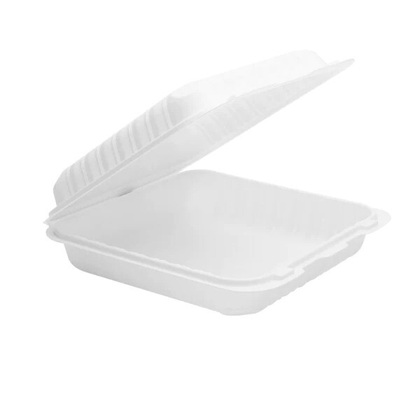 EcoSystems® MFPP 9X9 One Compartment Hinge Container, White, 150/CS