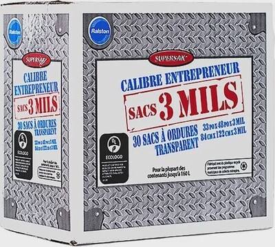 Contractor Garbage Bag 33x48 Clear- 3 MIL (30pcs)