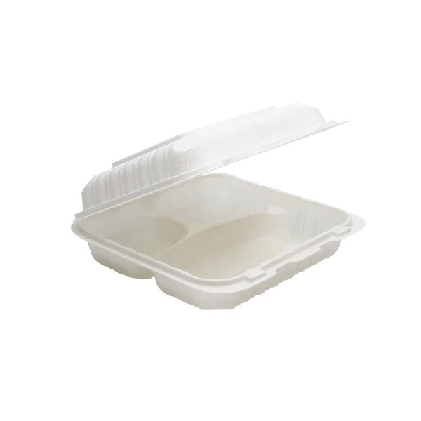 EP83 - Microwavable Container w/ Lid 3-Compartment 8x8x2.7 (150pcs)