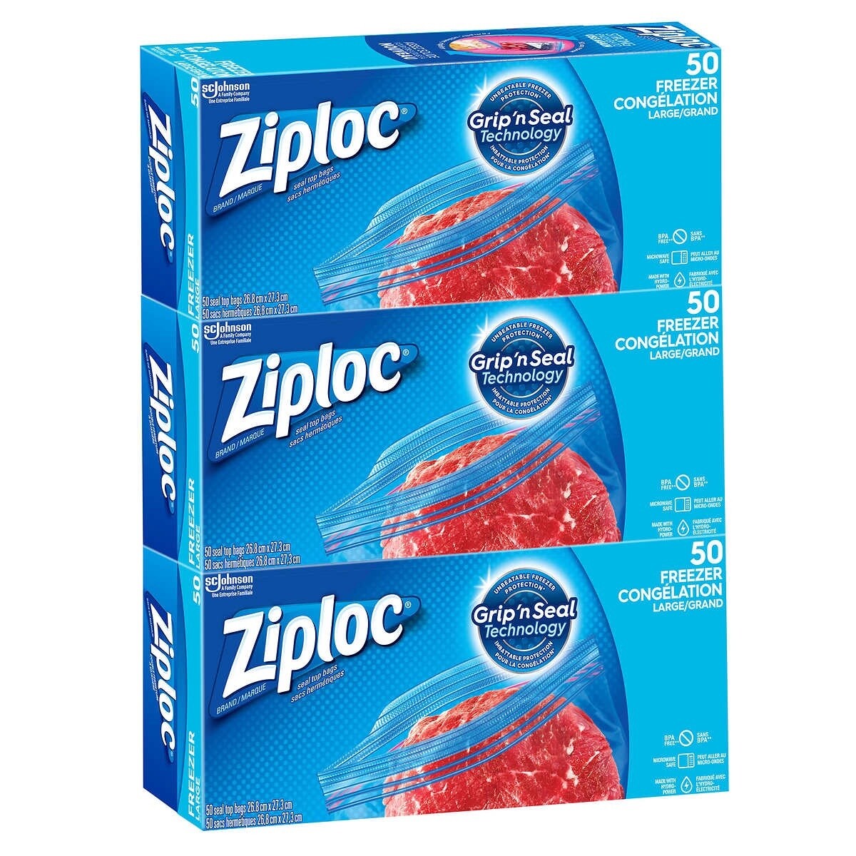 Ziploc Easy-open Large Freezer Bags (3 Boxes)