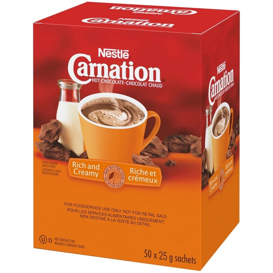 Carnation Rich &amp; Creamy Hot Chocolate 50 Sachets (per box)