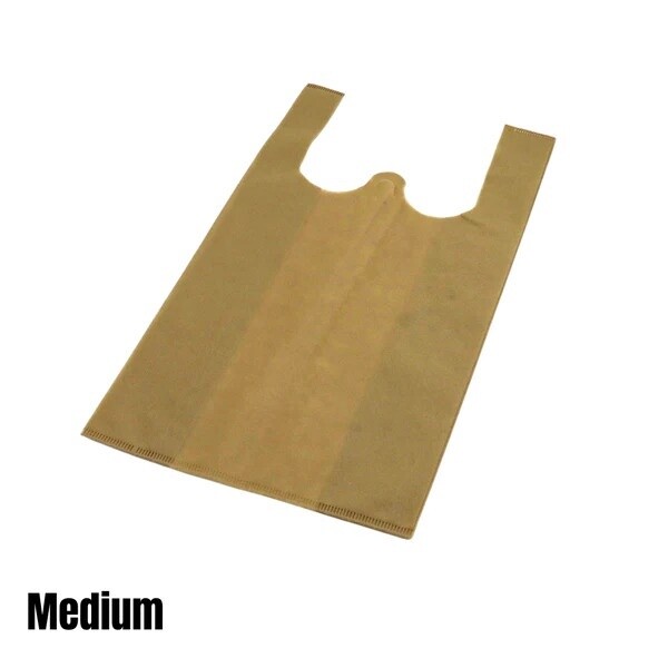 Reusable Non-Woven Tshirt Bag Brown MEDIUM(500pcs).ND