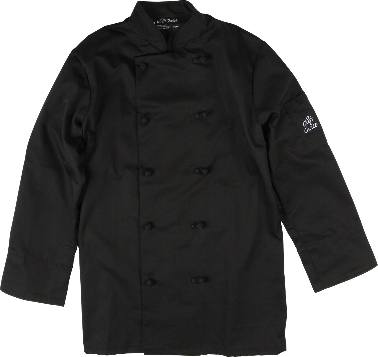 Chef's Coat Button Knot Long Sleeves  (Black)