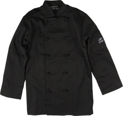 Chef&#39;s Coat Button Knot Long Sleeves  (Black)