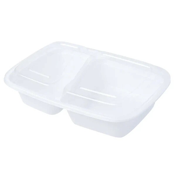 32oz Rectangular 2-comp Take-Out Microwavable Combo Container White (150pcs)