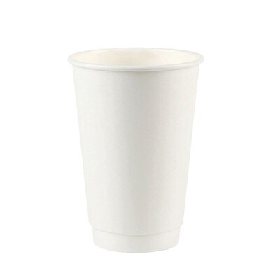 Coffee Paper Cups White16oz, Double Wall, Hot Cup (500 pcs)