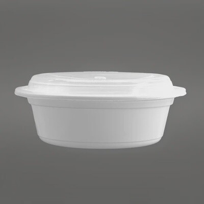 Microwavable Plastic Bowl 32oz -150 set/cs (White Bowl w/ Clear Lids)