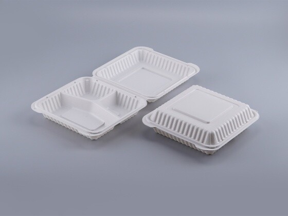 EP93 - Microwavable Container w/ Lid 3-Compartment 9x9x3 (150pcs)ND