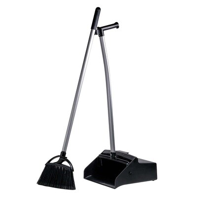 Black Lobby Broom and Dust Pan