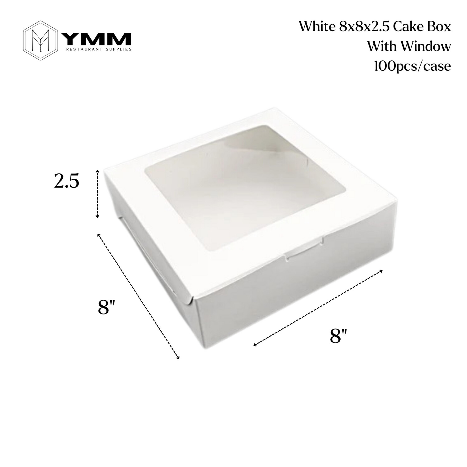 Cake Box w/ Window 8x8x2.5 (100pcs)
