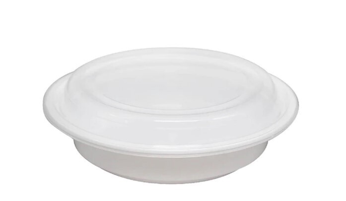 TIYA 16oz White Round Container (Lid with Hole) 150set/cs