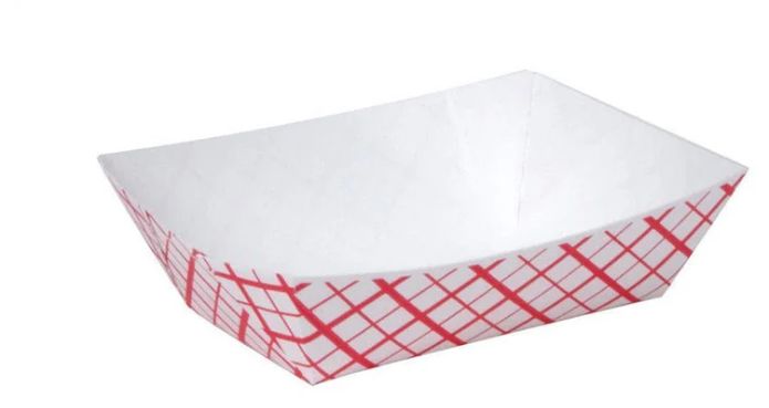 2lbs Red checkered laminated foodtrays (1000/CS)