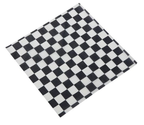 12x12 Vicbay Black Checkered Grease Resistant BASKET LINER (2000/CS)