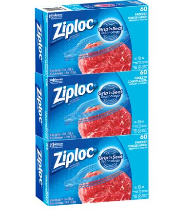 Ziploc Easy Open Medium Freezer Bags 3 packs of 60