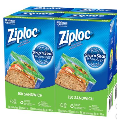 Ziploc Easy Open Sandwich Bags 4 x 150 (600pcs)