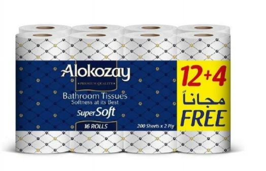 Alokozay Bathroom Tissues - 12+4 Rolls - 2 Ply