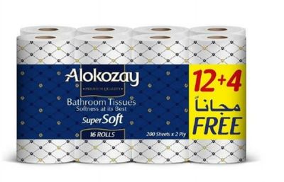 Alokozay Bathroom Tissues - 12+4 Rolls - 2 Ply