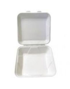 9x9x3 One Compartment Bio Hinge Sugarcane Container (200/cs)