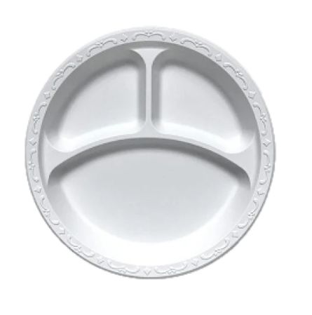 Ecopax  Pebble Plates - 9&quot; Round -3 Comp, white (200/CS)