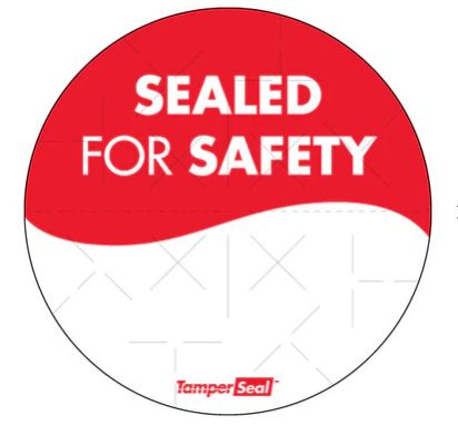 TamperSeal 3&quot; Round Labels, Red/White (500-pack)