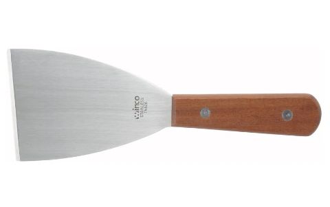 Winco Pan Scraper 4.5&quot; x 3&quot; Blade, Wood Handle