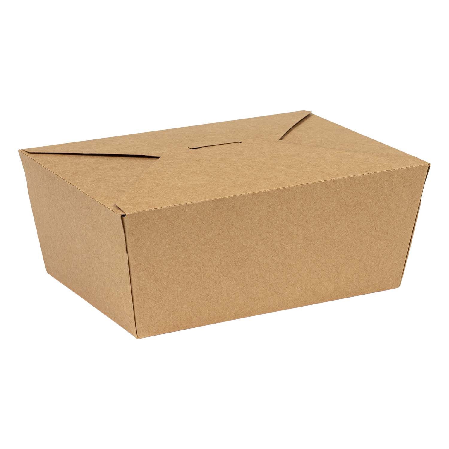EcoSystems #4 Poly Coated Paperboard 95% PCR Take Out Boxes, Kraft, 1/CS/160