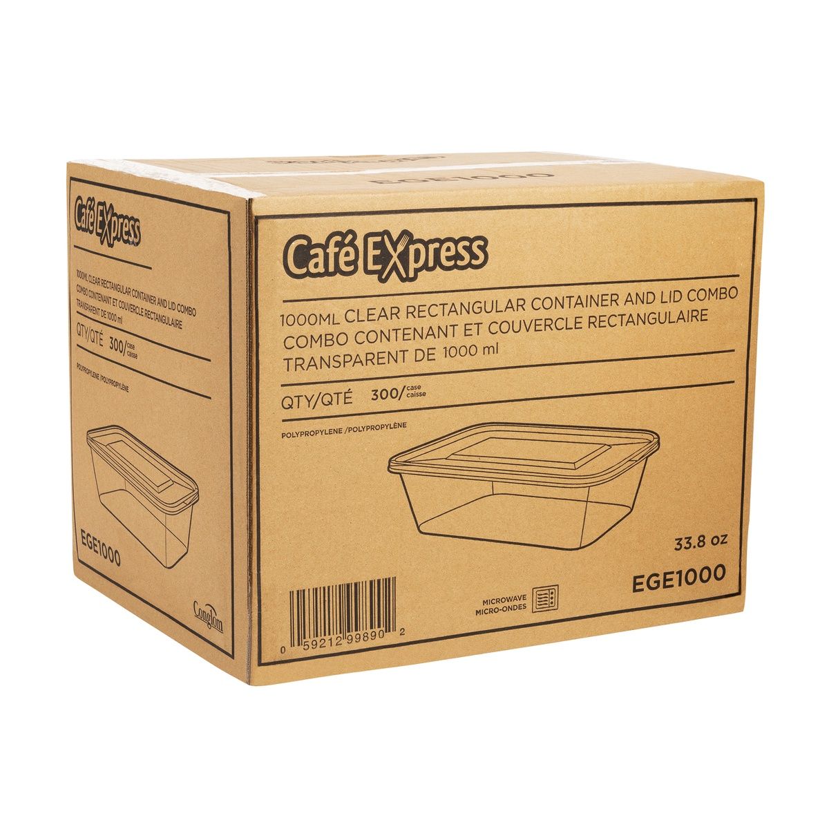 Café Express 1000 mL Rectangular Containers with Lids Pack of 300