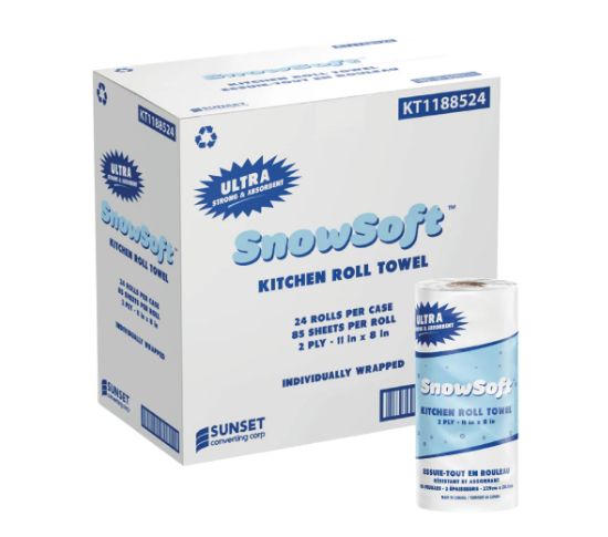 Snow Soft Kitchen Towel 8x11(85 Sheets, 2 Ply) 24/case