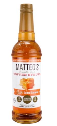 Matteo&#39;s Sugar Free Salted Caramel Coffee Syrup 1L