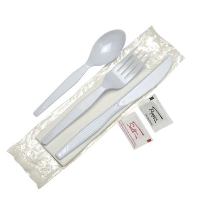 Plastic Utensil Kit White Medium Duty 6pcs. (500 sets)