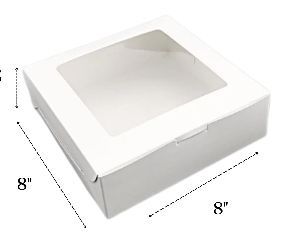 8x8x2.5 Cake Box w/ Window White (200pcs)