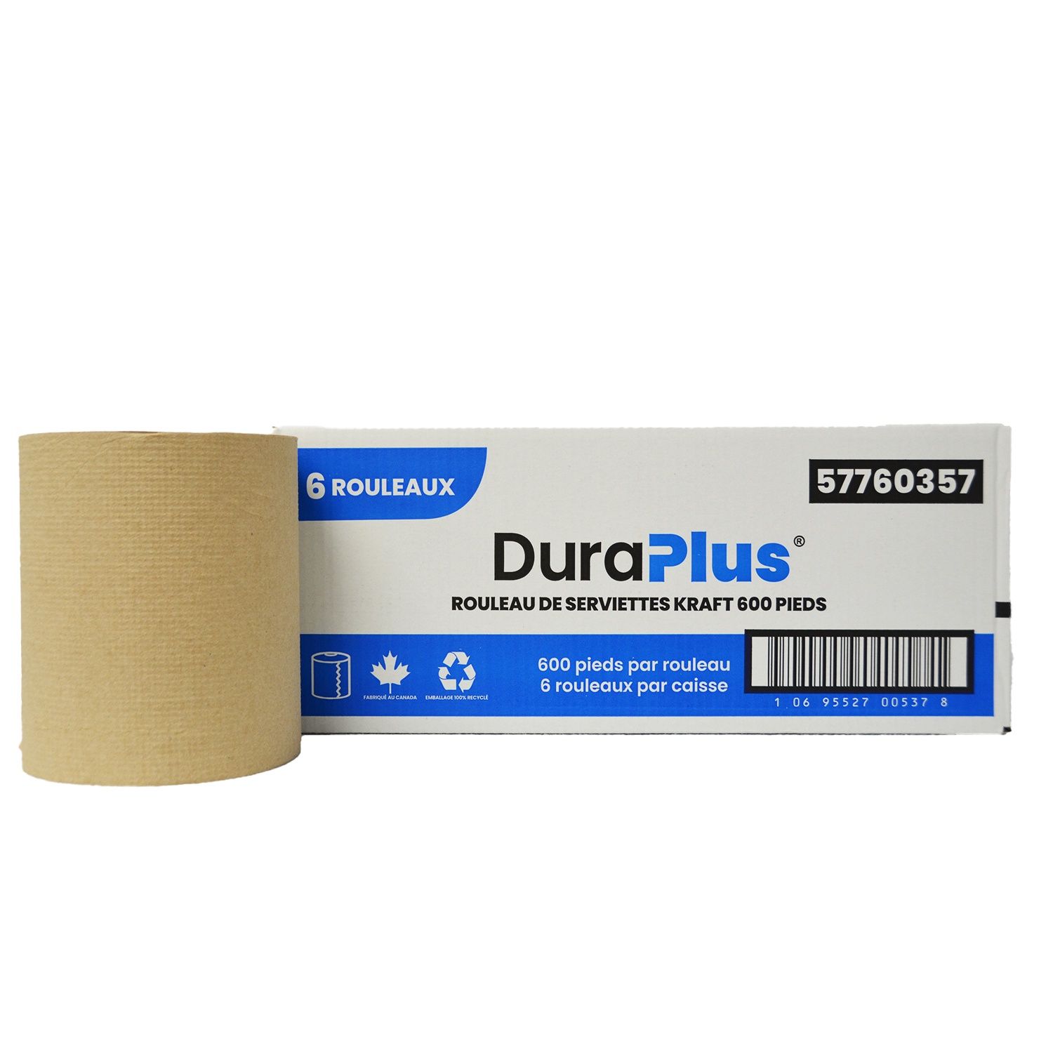 DuraPlus Hardwound Paper Towel, Kraft, 600' (6 Rolls/Case)