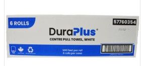 DuraPlus® Center Pull Paper Towel, White, 500', 6 Rolls/Case