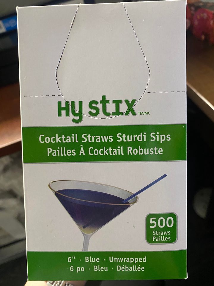 6" Straw Cocktail Sturdy Sips Assorted  (500x20), Sizes: PER BOX