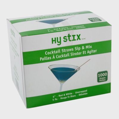 Straw Cocktail Sip &amp; Mix 5" Red &amp; White, (1000x10/CS)