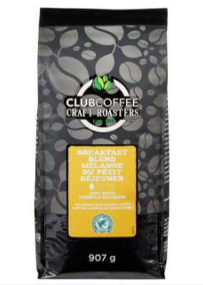 Club Coffee Craft Roasters Breakfast Blend Whole Bean Bag 2LB