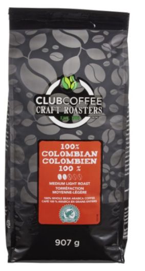CRAFT ROASTERS 100% COLOMBIAN WHOLE BEAN BAG (2LBS) 8bags/case