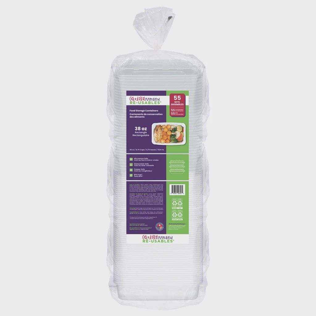 38oz Cubeware Rectangular Food Container Pack of 55 sets ND