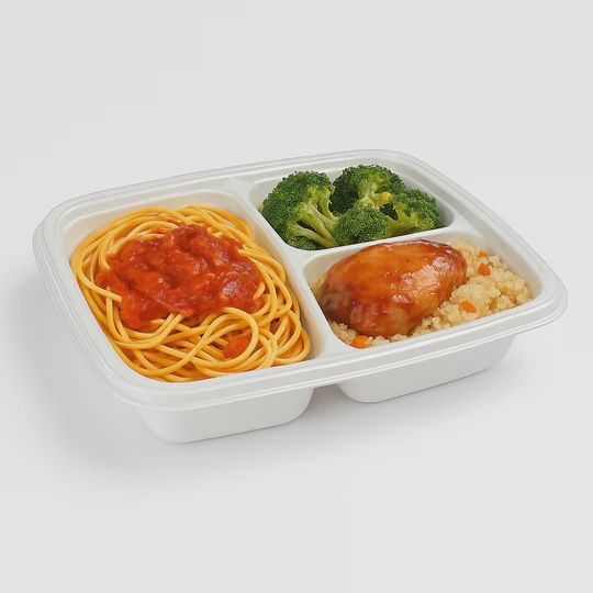 JF-339W 39oz White 3-Compartment take out Container (150/sets)