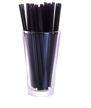 6" Super Cocktail Black Plastic Straws 2500/case (YMMRS)