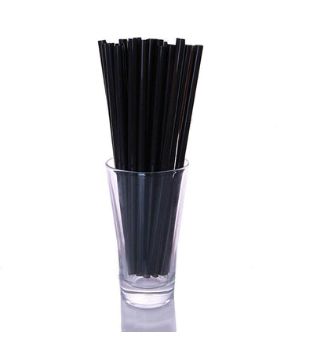 8" Super Cocktail Black Plastic Straws 2500/case (YMMRS)