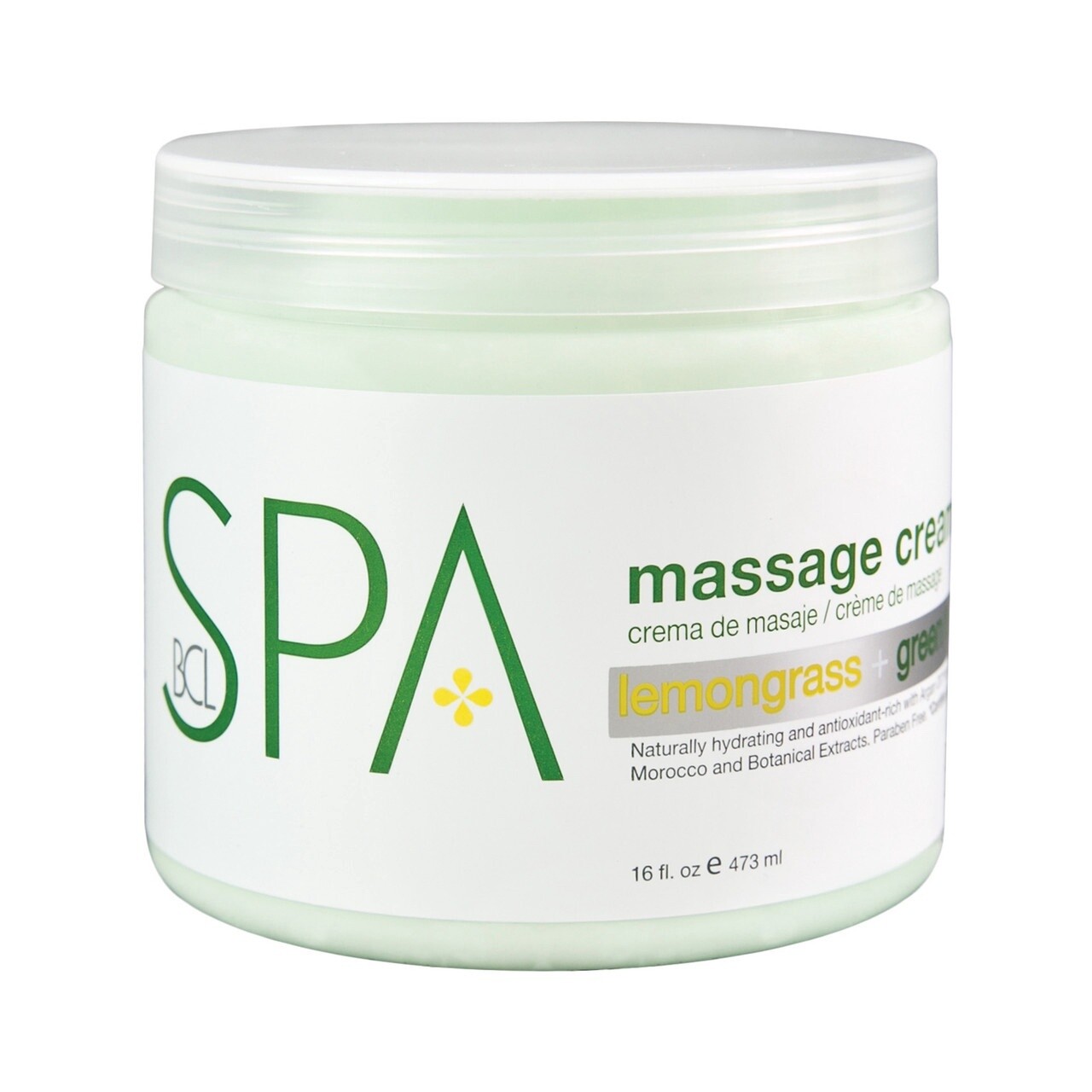 BCL SPA Lemongrass + Green Tea Massage Cream, Size: 16oz