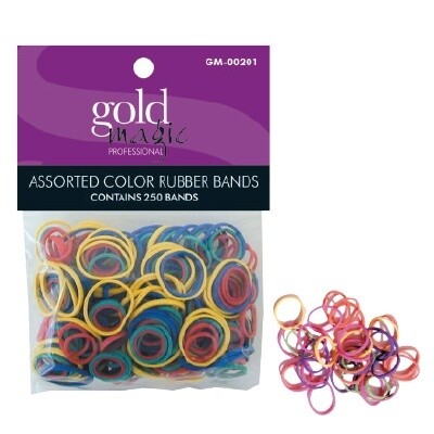 GOLD MAGIC ASST COLOR RUBBER BANDS 250PK