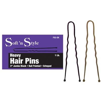 SOFT N STYLE 1LB HEAVY HAIR PINS-BLACK